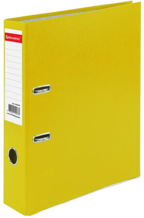 Папка-регистратор, покрытие пластик, 75 мм, ПРОЧНАЯ, с уголком, BRAUBERG, желтая, 226599