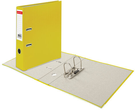 Папка-регистратор, покрытие пластик, 75 мм, ПРОЧНАЯ, с уголком, BRAUBERG, желтая, 226599
