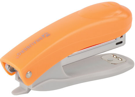 Степлер №10 BRAUBERG "Original", до 12 листов, с антистеплером, оранжевый, 227766
