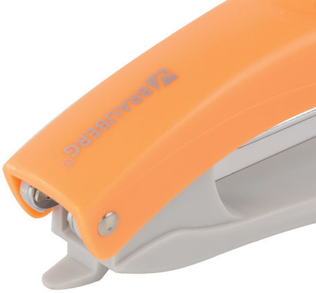 Степлер №10 BRAUBERG "Original", до 12 листов, с антистеплером, оранжевый, 227766