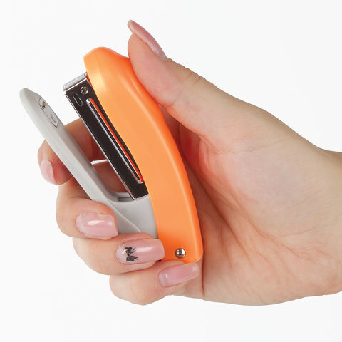 Степлер №10 BRAUBERG "Original", до 12 листов, с антистеплером, оранжевый, 227766