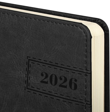 Ежедневник датированный 2026 А5 138x213 мм, BRAUBERG "Imperial", под кожу, черный, 117063