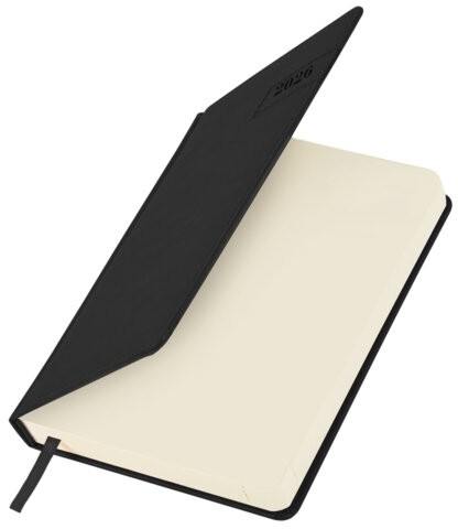 Ежедневник датированный 2026 А5 138x213 мм, BRAUBERG "Imperial", под кожу, черный, 117063