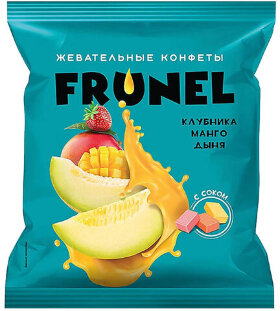Конфеты жевательные FRUNEL со вкусом клубники, манго и дыни, 500 г, пакет, РВК330