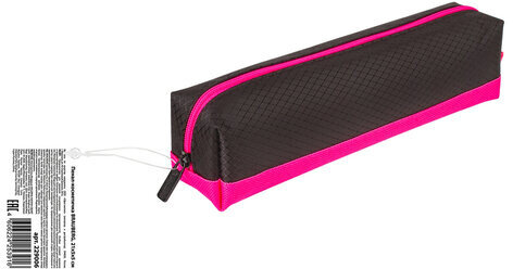 Пенал-косметичка BRAUBERG, мягкий, "Black&Bright", черно-розовый, 21х5х5 см, 229006