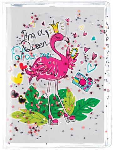 Блокнот с гелевой обложкой МАЛЫЙ ФОРМАТ (110х145 мм) А6, 56 л., скоба, клетка, CENTRUM, "Фламинго", 90238