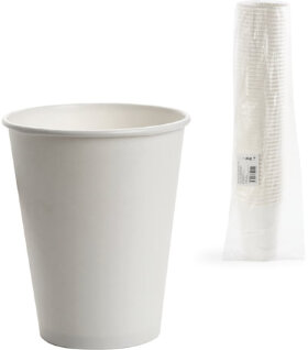 Одноразовые стаканы 300 мл, КОМПЛЕКТ 50 шт., бумажные однослойные, белые, холодное/горячее, ФОРМАЦИЯ, HB90-430-0000-50