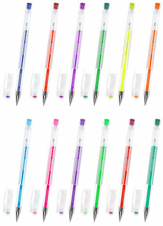 Ручки гелевые НЕОН BRAUBERG "EXTRA", НАБОР 12 ЦВЕТОВ, узел 0,7 мм, линия 0,35 мм, 143912