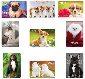 Календарь карманный на 2023 г., 70х100 мм, "Щенки", HATBER, Кк757498