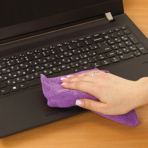 Салфетка универсальная, микрофибра, 30х30 см, фиолетовая, ЛЮБАША "ЭКОНОМ", ПП упаковка, 606304