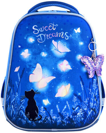 Ранец BRAUBERG PREMIUM, 2 отделения, с брелком, "Sweet dreams", СВЕТЯЩИЙСЯ, 38х29х16 см, 270593