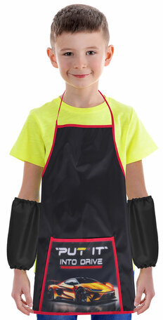 Накидка фартук с нарукавниками для труда ПИФАГОР, 1 карман, 46х54 см, "Cool wheels", 272461