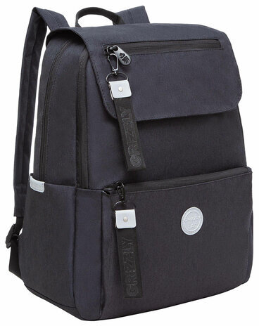 Рюкзак GRIZZLY школьный, укрепленная спинка, 2 отделения, для девочек, CLASSIC BLACK, 39х33х14 см, RXL-325-1/3