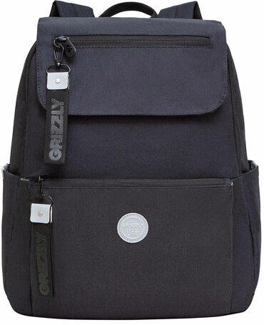 Рюкзак GRIZZLY школьный, укрепленная спинка, 2 отделения, для девочек, CLASSIC BLACK, 39х33х14 см, RXL-325-1/3