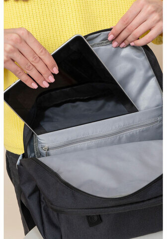 Рюкзак GRIZZLY школьный, укрепленная спинка, 2 отделения, для девочек, CLASSIC BLACK, 39х33х14 см, RXL-325-1/3