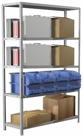 Стеллаж металлический BRABIX "MS Plus-200/50-5", 2000х1000х500 мм, 5 полок, регулируемые опоры, 291110, S241BR165502