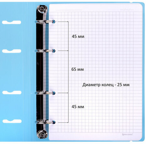 Тетрадь на кольцах А5 175х220 мм, 120 л., пластик, с резинкой, BRAUBERG, Синий, 404617