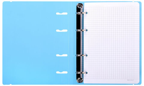 Тетрадь на кольцах А5 175х220 мм, 120 л., пластик, с резинкой, BRAUBERG, Синий, 404617