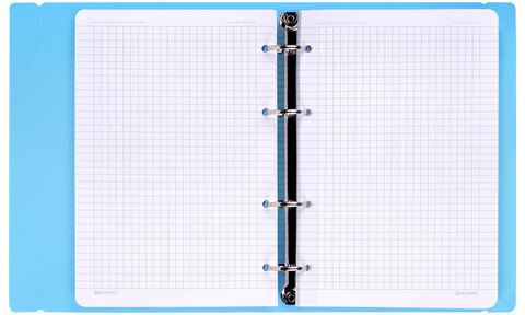 Тетрадь на кольцах А5 175х220 мм, 120 л., пластик, с резинкой, BRAUBERG, Синий, 404617