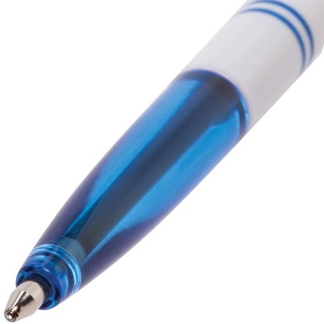 Ручка шариковая BRAUBERG "Офисная", СИНЯЯ, корпус белый, узел 1 мм, линия письма 0,5 мм, 140662