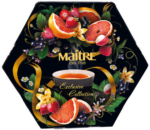 Чай MAITRE (Мэтр) "de The Exclusive Collection", набор, 12 видов, 60 пакетиков в конвертах по 2 г, бак301