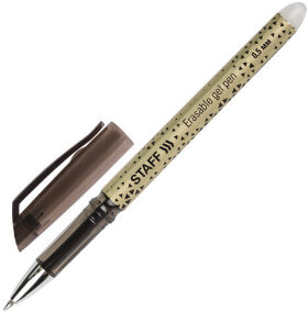 Ручка стираемая гелевая STAFF &quot;College GP-200&quot;, ЧЕРНАЯ, хромированные детали, узел 0,5 мм, линия письма 0,35 мм, 142495
