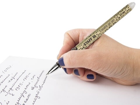 Ручка стираемая гелевая STAFF "College GP-200", ЧЕРНАЯ, хромированные детали, узел 0,5 мм, линия письма 0,35 мм, 142495