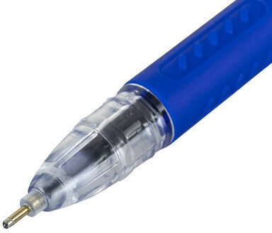 Ручка шариковая масляная с грипом STAFF "College OBP-251", СИНЯЯ, корпус прозрачный, линия письма 0,35 мм, 142968