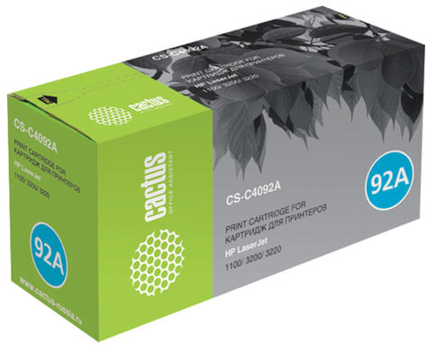 Картридж лазерный CACTUS (CS-C4092A) для HP LaserJet 1100/1100A/3200, ресурс 2500 стр.
