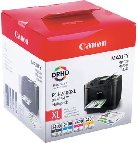 Картридж струйный CANON (PGI-2400XL BK/C/M/Y) iB4040/MB5040/MB5340, КОМПЛЕКТ, оригинальный, 4 цвета, 9257B004