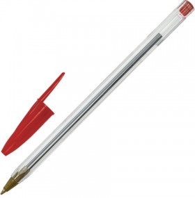 Ручка шариковая STAFF "Basic Budget BP-04", КРАСНАЯ, линия письма 0,5 мм, с штрихкодом, 143870