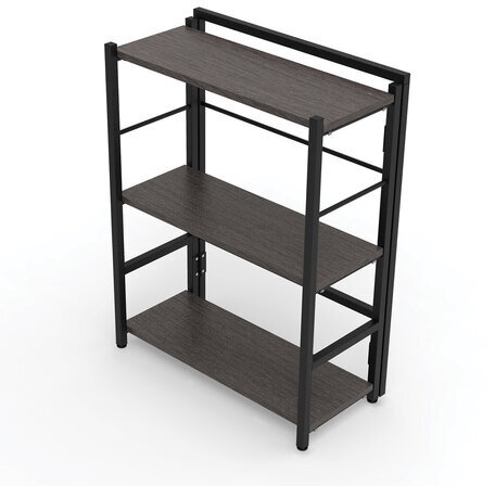 Стеллаж BRABIX "Smart SH-004", 605х290х790 мм, ЛОФТ, прямой, складной, металл/ЛДСП ясень, каркас черный, 641867