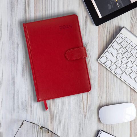 Ежедневник датированный 2025 А5 148х218 мм GALANT "Ritter", под кожу, красный, 115714