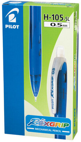 Карандаш механический 0,5 мм, PILOT Н-105 "Rex Grip", ластик, резиновый грип, корпус синий, H-105