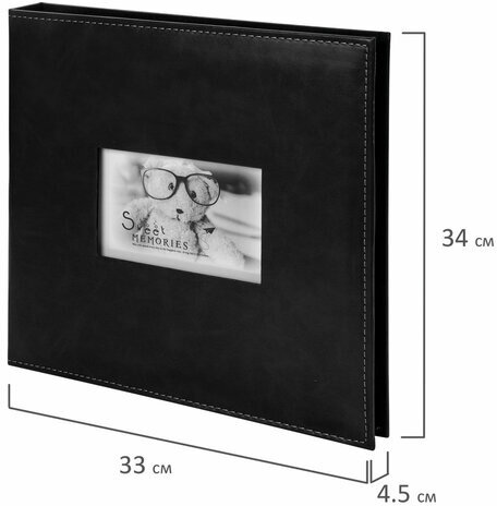 Фотоальбом BRAUBERG "Premium Black" 20 магнитных листов 30х32 см, под кожу, черный, 391186