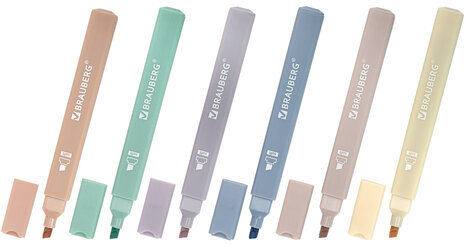 Набор текстовыделителей 6 ЦВЕТОВ МОРАНДИ, BRAUBERG "Morandi", линия 1-5 мм, 152516