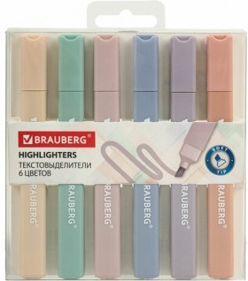 Набор текстовыделителей 6 ЦВЕТОВ МОРАНДИ, BRAUBERG "Morandi", линия 1-5 мм, 152516