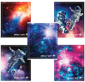 Тетрадь А5, 96 л., BRAUBERG, клетка, обложка картон, КОСМОС, 403059