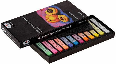 Пастель сухая художественная ГАММА "Старый Мастер", 12 цветов, яркие цвета, квадратное сечение, 2309195