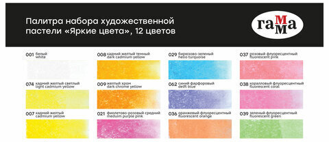 Пастель сухая художественная ГАММА "Старый Мастер", 12 цветов, яркие цвета, квадратное сечение, 2309195