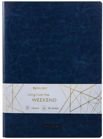 Тетрадь 60 л. в клетку обложка гладкий кожзам, сшивка, B5 (179х250мм), ТЕМНО-СИНИЙ, BRAUBERG VIVA, 403897