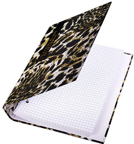 Тетрадь на кольцах А5 165х215 мм, 120 листов, твердый картон, клетка, BRAUBERG, "Leopard", 404712