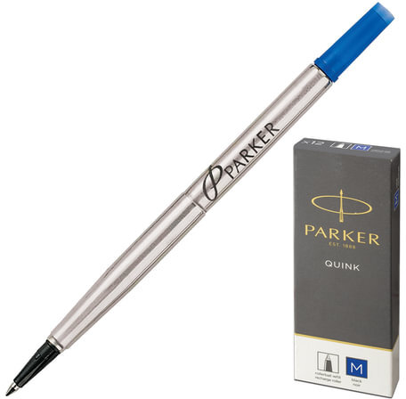 Стержень для ручки-роллера PARKER "Quink RB", металлический, 116 мм, узел 0,7 мм, синий, 1950311