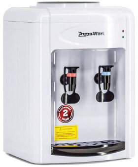Кулер для воды AQUA WORK 0.7-TDR, настольный, НАГРЕВ/ОХЛАЖДЕНИЕ ЭЛЕКТРОННОЕ, 2 крана, белый, 24034