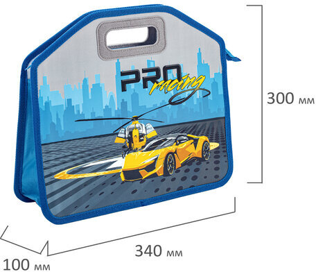 Папка-сумка ЮНЛАНДИЯ, 1 отделение, фетровые ручки, 34х30х11 см, "Proracing", 271632
