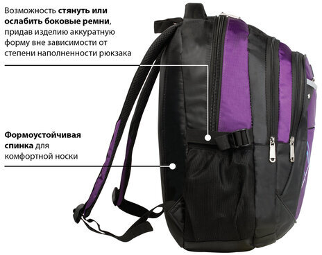 Рюкзак BRAUBERG для старших классов/студентов/молодежи, "Мамба", 30 литров, 46х31х18 см, 225525