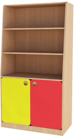 Шкаф для игрушек детский, 800х400х1500 мм, ЛДСП, бук бавария/цветной фасад