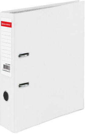 Папка-регистратор, покрытие пластик, 75 мм, ПРОЧНАЯ, с уголком, BRAUBERG, белая, 226600