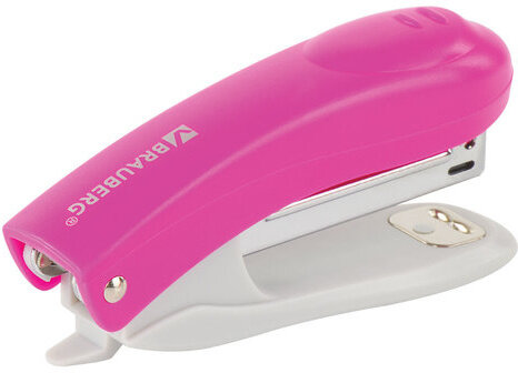 Степлер №10 BRAUBERG "Original", до 12 листов, с антистеплером, розовый, 227767