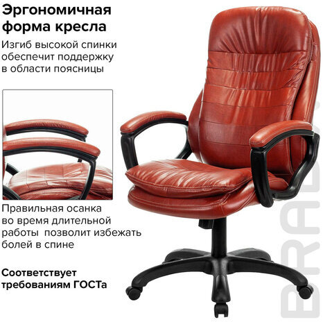 Кресло офисное BRABIX PREMIUM "Omega EX-589", экокожа, коричневое, 532096